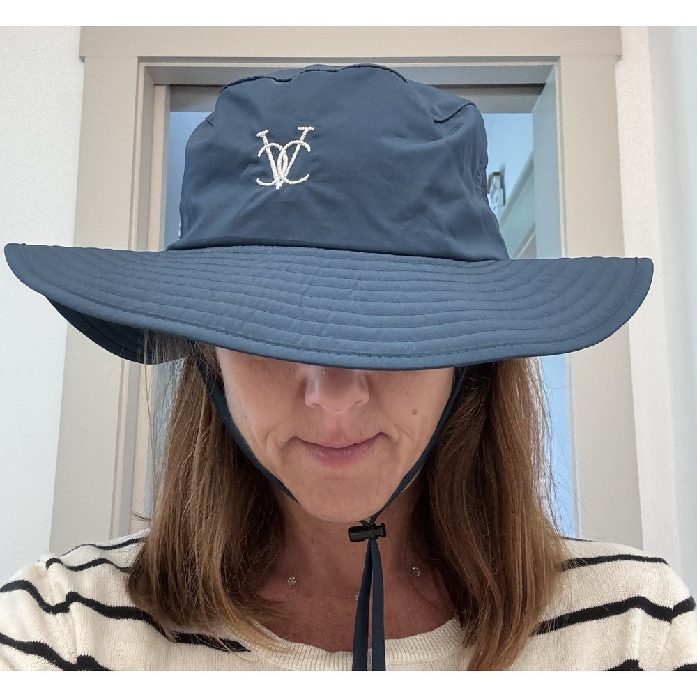 Vimhue Sun Goddess Womens Bucket Hat Ponytail Hole Vented Dark Blue Sz 58.5